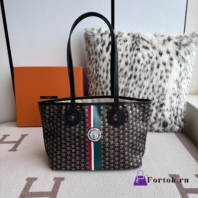 Fortok Moynat Oh! Tote Ruban GM In Canvas Black Green Stripe Small 38x23x13cm - 1