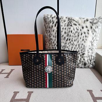 Fortok Moynat Oh! Tote Ruban GM In Canvas Black Green Stripe Small 38x23x13cm
