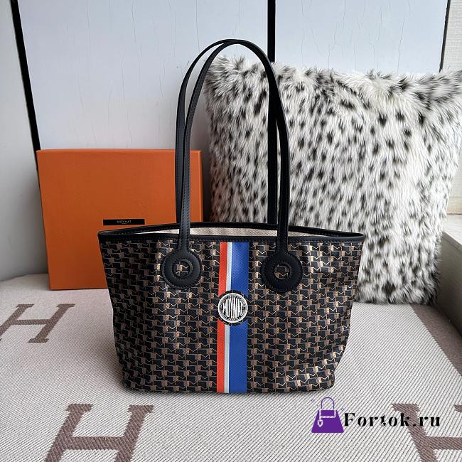 Fortok Moynat Oh! Tote Ruban GM In Canvas Black Blue Stripe Small 38x23x13cm - 1