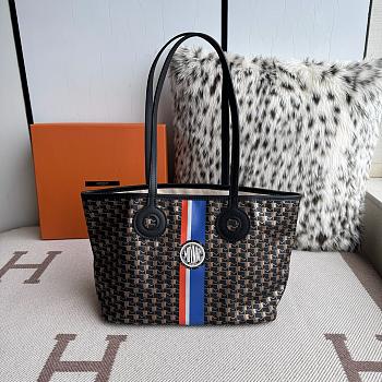 Fortok Moynat Oh! Tote Ruban GM In Canvas Black Blue Stripe Small 38x23x13cm