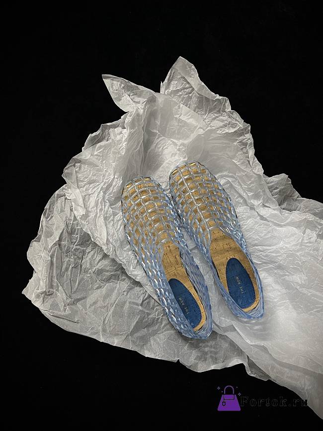 Fortok The Row Women's Mara Rubber Mesh Ballerina Flats Blue - 1
