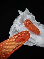 Fortok The Row Women's Mara Rubber Mesh Ballerina Flats Orange - 3