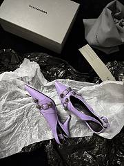 Fortok Balenciaga Women's Pointed Toe Low Pumps Purple - 6