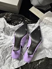 Fortok Balenciaga Women's Pointed Toe Low Pumps Purple - 5