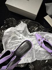 Fortok Balenciaga Women's Pointed Toe Low Pumps Purple - 4