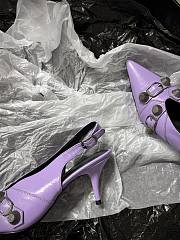 Fortok Balenciaga Women's Pointed Toe Low Pumps Purple - 3