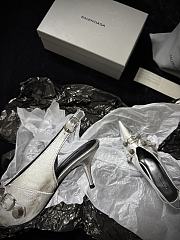 Fortok Balenciaga Women's Pointed Toe Low Pumps Silver - 6