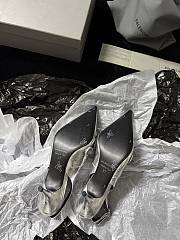 Fortok Balenciaga Women's Pointed Toe Low Pumps Silver - 5