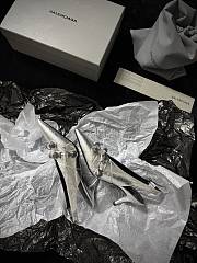 Fortok Balenciaga Women's Pointed Toe Low Pumps Silver - 3