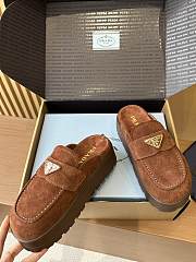 Fortok Prada Women's Brown Suede Loafer Brown - 5