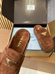 Fortok Prada Women's Brown Suede Loafer Brown - 3