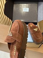 Fortok Prada Women's Brown Suede Loafer Brown - 2