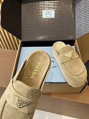 Fortok Prada Women's Brown Suede Loafer Beige - 3