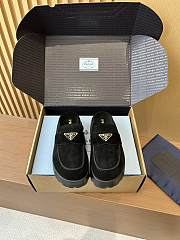 Fortok Prada Women's Brown Suede Loafer Black  - 1
