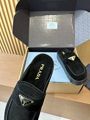 Fortok Prada Women's Brown Suede Loafer Black  - 5