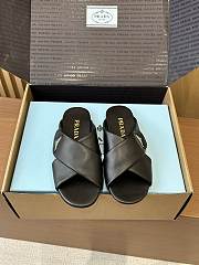 Fortok Saffiano leather crisscross slides Black - 1