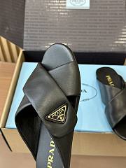 Fortok Saffiano leather crisscross slides Black - 4