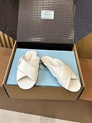 Fortok Saffiano leather crisscross slides White - 3