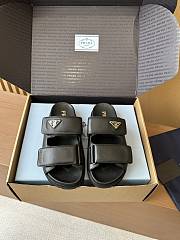 Fortok Prada Women's Square Toe Leather Slides Black - 1