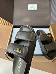 Fortok Prada Women's Square Toe Leather Slides Black - 6