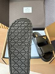 Fortok Prada Women's Square Toe Leather Slides Black - 2