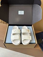 Fortok Prada Women's Square Toe Leather Slides White - 1