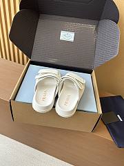 Fortok Prada Women's Square Toe Leather Slides White - 6