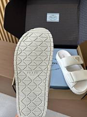 Fortok Prada Women's Square Toe Leather Slides White - 5
