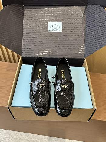 Fortok Prada Women's Loafer Patent Leather Black