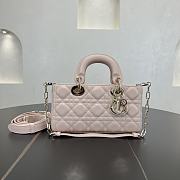 Fortok Dior Small Lady D-Joy Powder Pink Cannage Lambskin 22 x 11 x 6 cm - 1