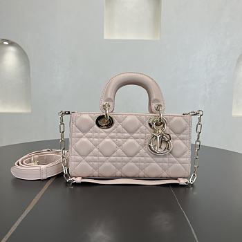 Fortok Dior Small Lady D-Joy Powder Pink Cannage Lambskin 22 x 11 x 6 cm