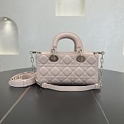 Fortok Dior Small Lady D-Joy Powder Pink Cannage Lambskin 22 x 11 x 6 cm - 2