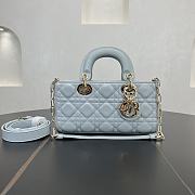 Fortok Dior Small Lady D-Joy Shirt Blue Cannage Lambskin 22 x 11 x 6 cm - 1
