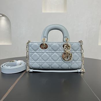 Fortok Dior Small Lady D-Joy Shirt Blue Cannage Lambskin 22 x 11 x 6 cm