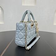 Fortok Dior Small Lady D-Joy Shirt Blue Cannage Lambskin 22 x 11 x 6 cm - 4
