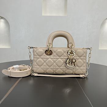 Fortok Dior Small Lady D-Joy Powder Beige Cannage Lambskin  22 x 11 x 6 cm