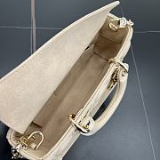 Fortok Dior Small Lady D-Joy Powder Beige Cannage Lambskin  22 x 11 x 6 cm - 4