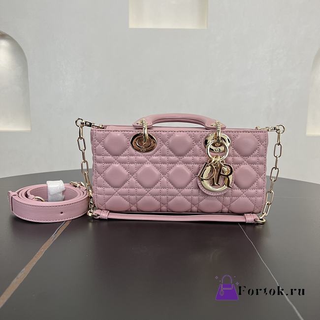 Fortok Dior Small Lady D-Joy Blush Pink Cannage Lambskin 22 x 11 x 6 cm - 1