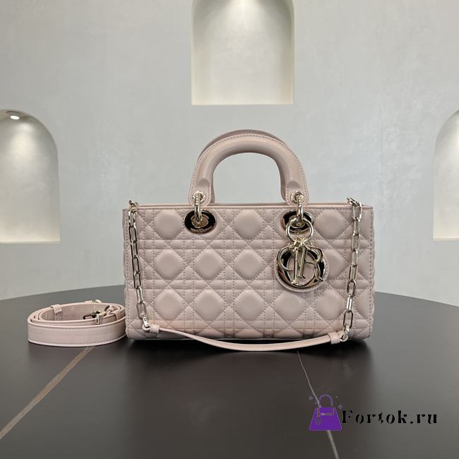 Fortok Dior Medium Lady D-Joy Bag Powder Pink Cannage Lambskin 26 x 13.5 x 5 cm - 1