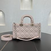 Fortok Dior Medium Lady D-Joy Bag Powder Pink Cannage Lambskin 26 x 13.5 x 5 cm - 3