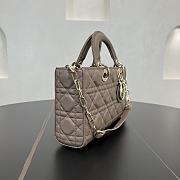 Fortok Dior Medium Lady D-Joy Bag Powder Beige Cannage Lambskin 26 x 13.5 x 5 cm  - 5