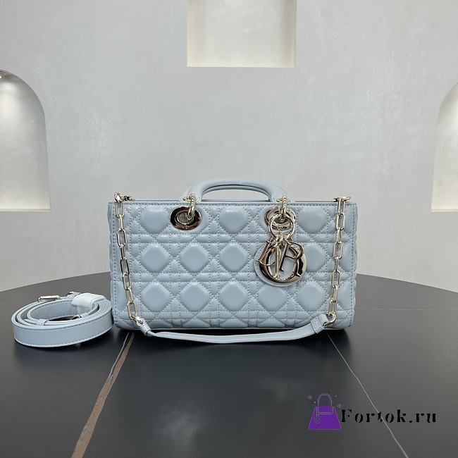Fortok Dior Medium Lady D-Joy Bag Baby Blue 26 x 13.5 x 5 cm  - 1
