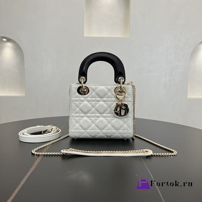 Fortok Dior Lady Dior White With Black Handle 17 x 15 x 7 cm - 1