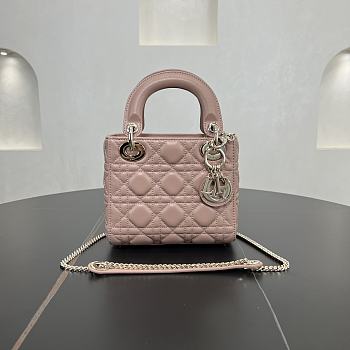 Fortok Dior Lady Dior Powder Pink Cannage Lambskin 17 x 15 x 7 cm 