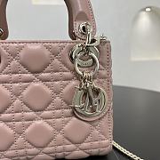 Fortok Dior Lady Dior Powder Pink Cannage Lambskin 17 x 15 x 7 cm  - 3