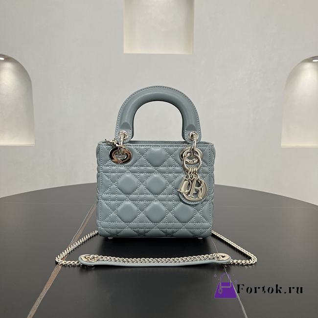 Fortok Dior Lady Dior Blue Cannage Lambskin 17 x 15 x 7 cm - 1