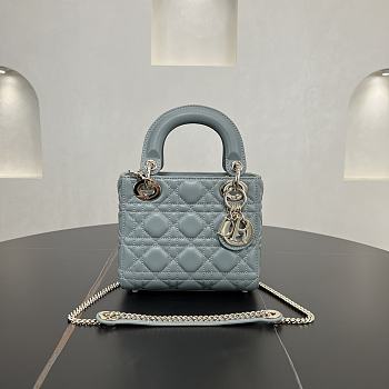 Fortok Dior Lady Dior Blue Cannage Lambskin 17 x 15 x 7 cm