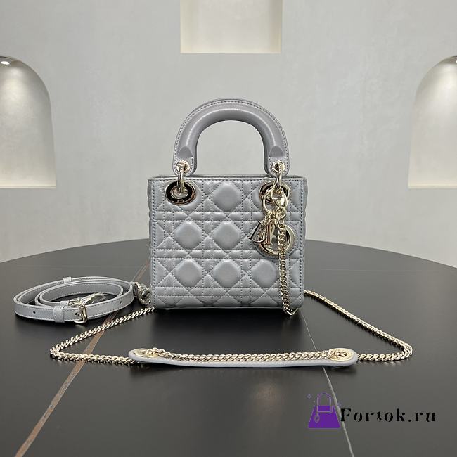 Fortok Dior Lady Dior Grey Cannage Leather 17 x 15 x 7 cm - 1