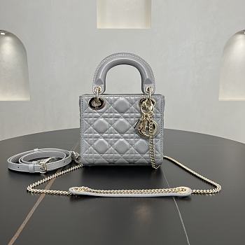 Fortok Dior Lady Dior Grey Cannage Leather 17 x 15 x 7 cm
