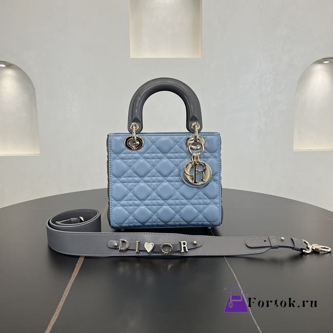 Fortok Dior Lady Dior ABC Bag Blue Black Cannage Lambskin 20 x 18 x 8 cm  - 1